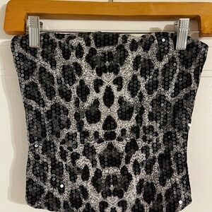 Leopard Print Sequin Tube Top